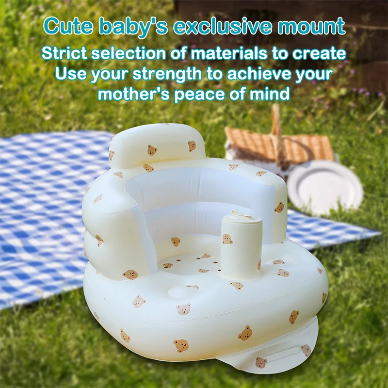 Compact Baby Inflatable Sofa: Ideal for Sitting Practice and Bath Chair, Easy to Fold and Carry.