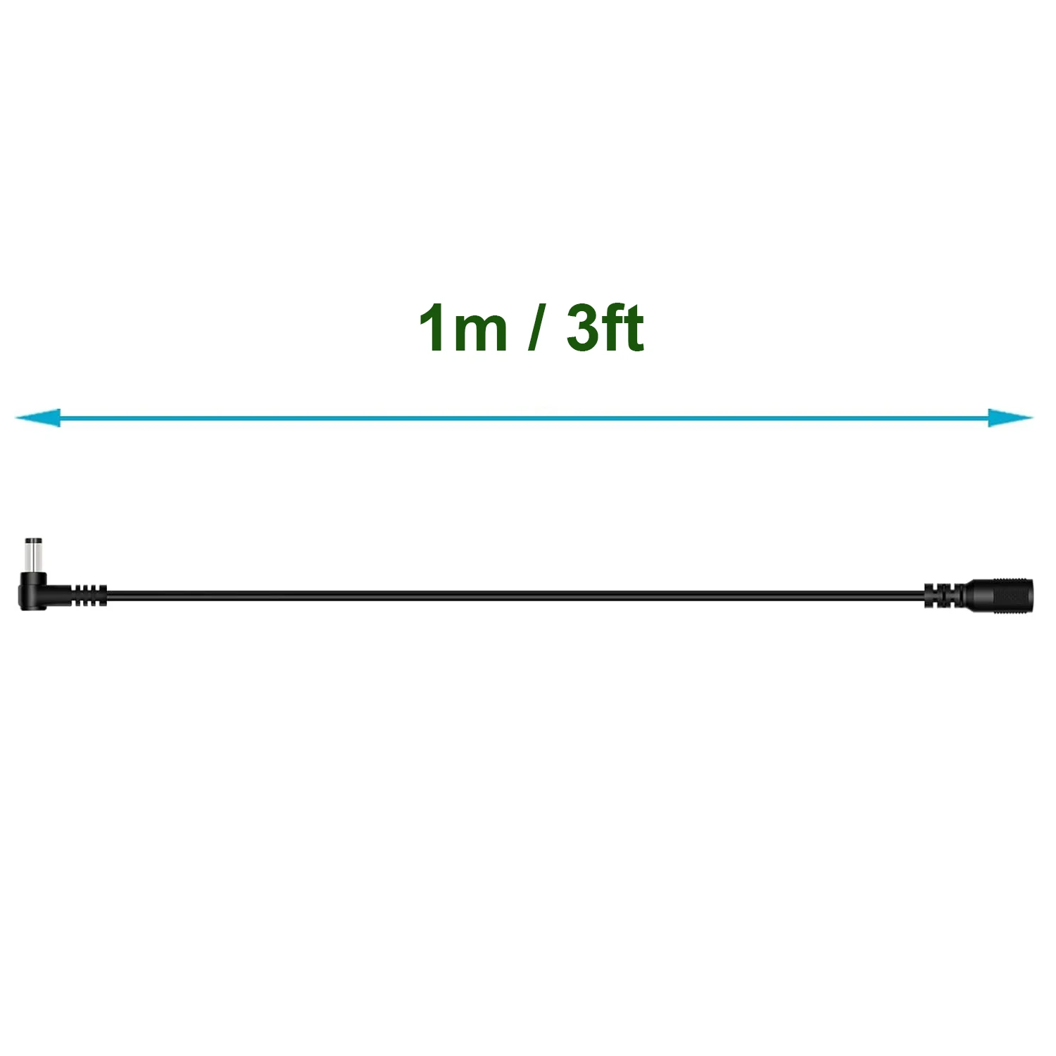 DC-Stromverlängerungskabel 5,5mm X 2,1mm 90 Grad Rechtwinkliger Stecker auf Buchse Adapter CCTV Überwachungskamera LED-Streifen – Detail 7