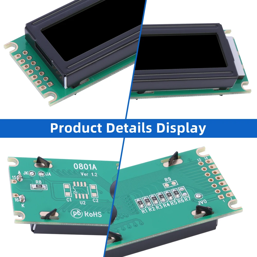 Russo DFSTN Pellicola Nera Viola 0801A Carattere Display LCD Schermo 85X29X12Mm 8X1 Supporto Personalizzazione Di 6800 8 Bit Parallelo