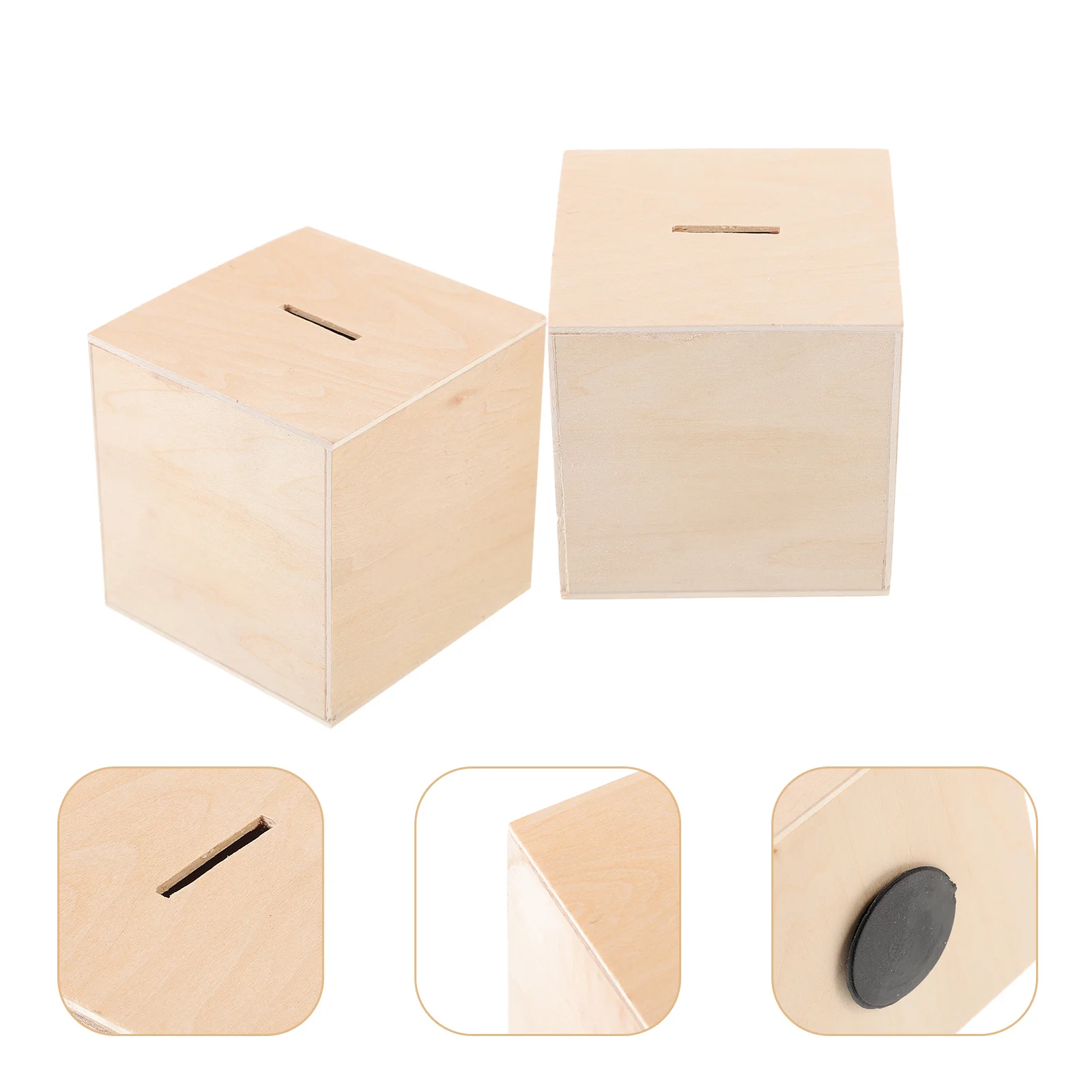 2개 DIY 나무 저금통 미완성 저금통 다기능 저금통 손재주 발달 DIY 저금통