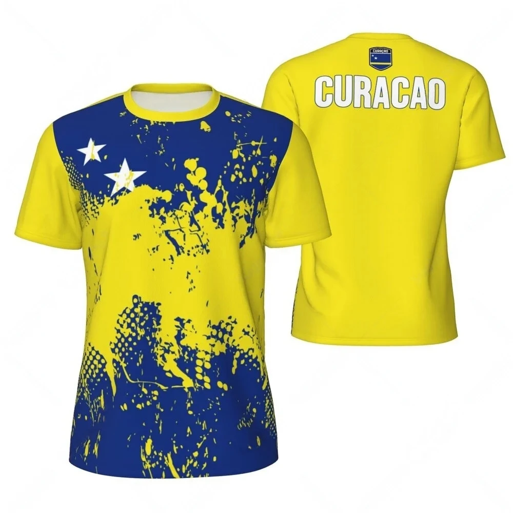 CURACAO 3D Print Sport Quick-dry Breathable Men T-shirt Outdoor Football Jersey Team Club Parent-child Short Sleeve Clothing Top