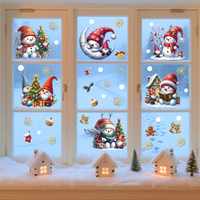 3pcs Cute Christmas Snowman Window Sticker  PVC Static Cling Decor For Kids Room Nursery Baby Room Window Home Decoration