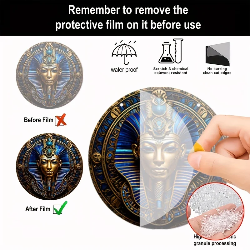 Egyptian Pharaoh Mask Acrylic Light Catcher-Round Wall Hanging Decor For Home,Garden,Hotel,Restaurant,Summer,Holiday Gift