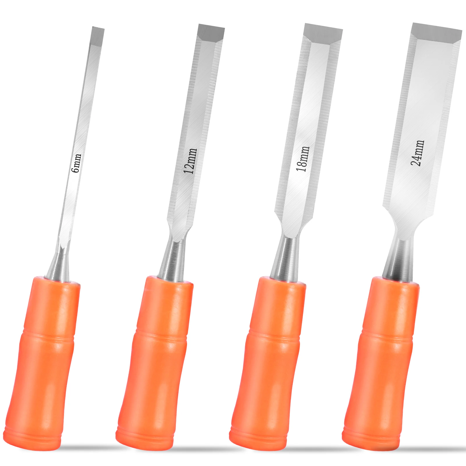 

4Pcs Wood Chisel Tool Set 6/12/18/24mm Sturdy Carpenter Chisel Hand Tool for Softwood Hardwood Laminated Wood Auxiliary Tool