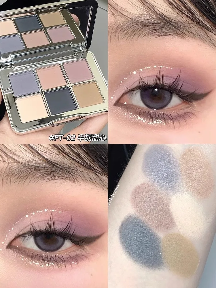 Shedella 6-Farben-Lidschatten Platte Shimmer Matte Perlglanz Blau Grün Lila Farbe Cool Snow Iceberg 2023 Neu