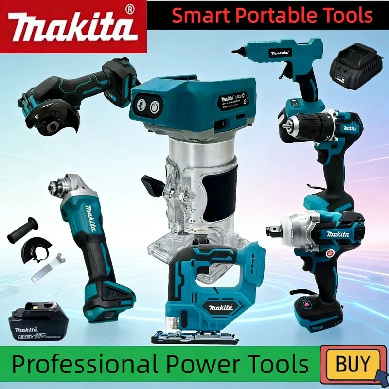

Makita Brushless Tool High-Performance 18V Combo Kit: Angle Grinder, Electric Chainsaw, Air Inflator, Hot Glue Gun, Cut-off Saw