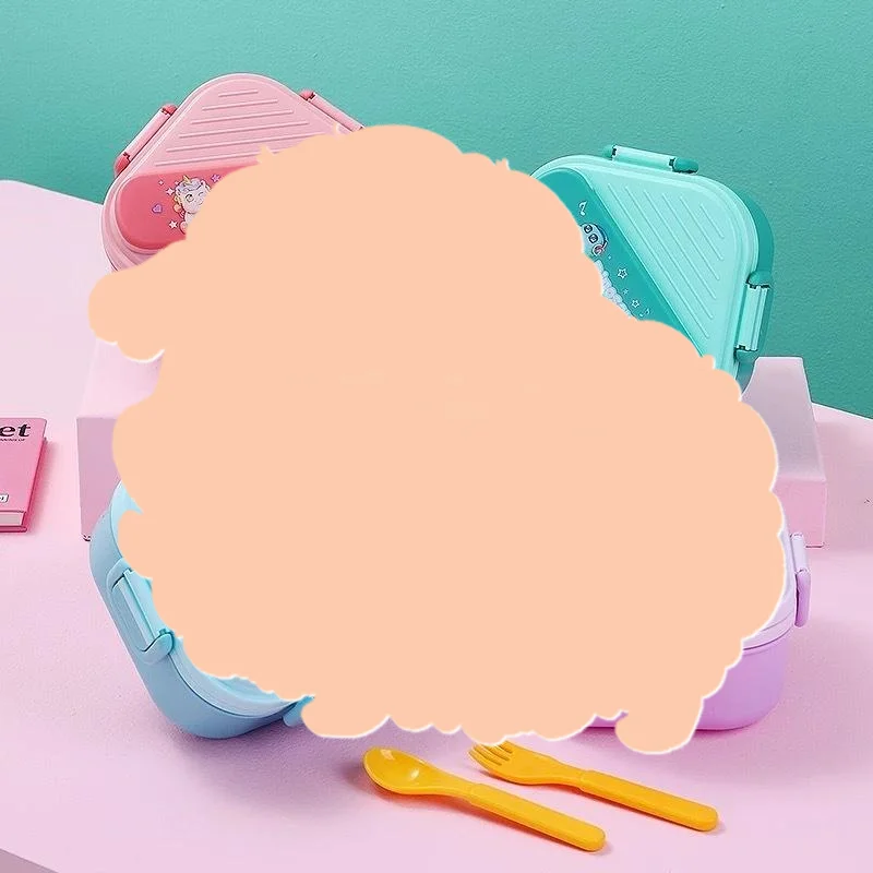 Kids.Outdoor Utensils - Schattige Cartoon Kinderen 3-Vaks Bento Lunchbox