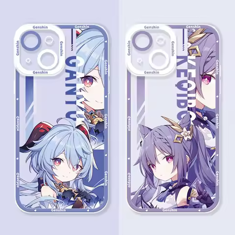 Kawaii Genshin Impact Clear Case For Samsung Galaxy S25 Ultra S23 S22 S21 S24 Plus FE A56 A36 A26 5G A16 A06 4G Note 20 Cover