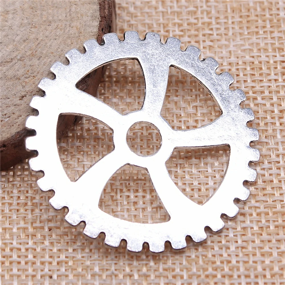 WYSIWYG 3pcs Big Gear Steampunk Pendant Charms Jewelry Making Jewelry Finding Antique Silver Color Antique Bronze Color 40mm