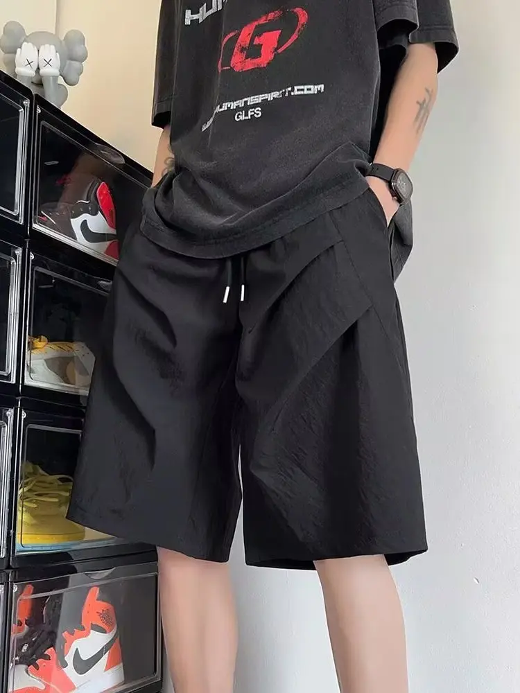 الجليد الحرير كوي الجافة الرجال orts الصيف رقيقة مطوي بنطلون رياضي فضفاض شعور رائع عادية خمسة أرباع طول مستقيم الساق الجينز #1