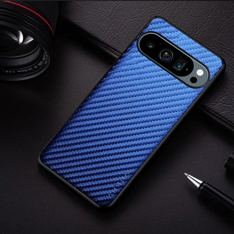 Carbon Fibre Shockproof Slim Case for Google Pixel 9 Pro XL Non-Slip Full Body Protective Phone Case