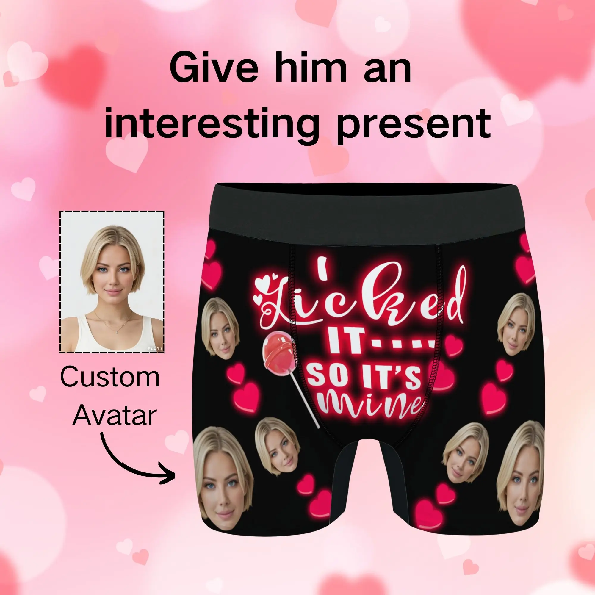 Men's Boxer Briefs Custom Face Pattern candy I Licked It So element Design Novelty Gift for Men Comfortable Stretch Underwear