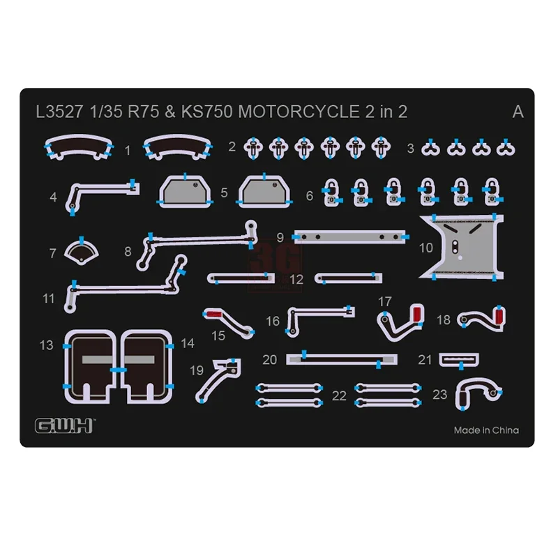 Great Wall hobby plastic assembly scale model kit L3527 1/35 scale WWIl German Motorcycle R75 & KS750 2in2 - Image 3