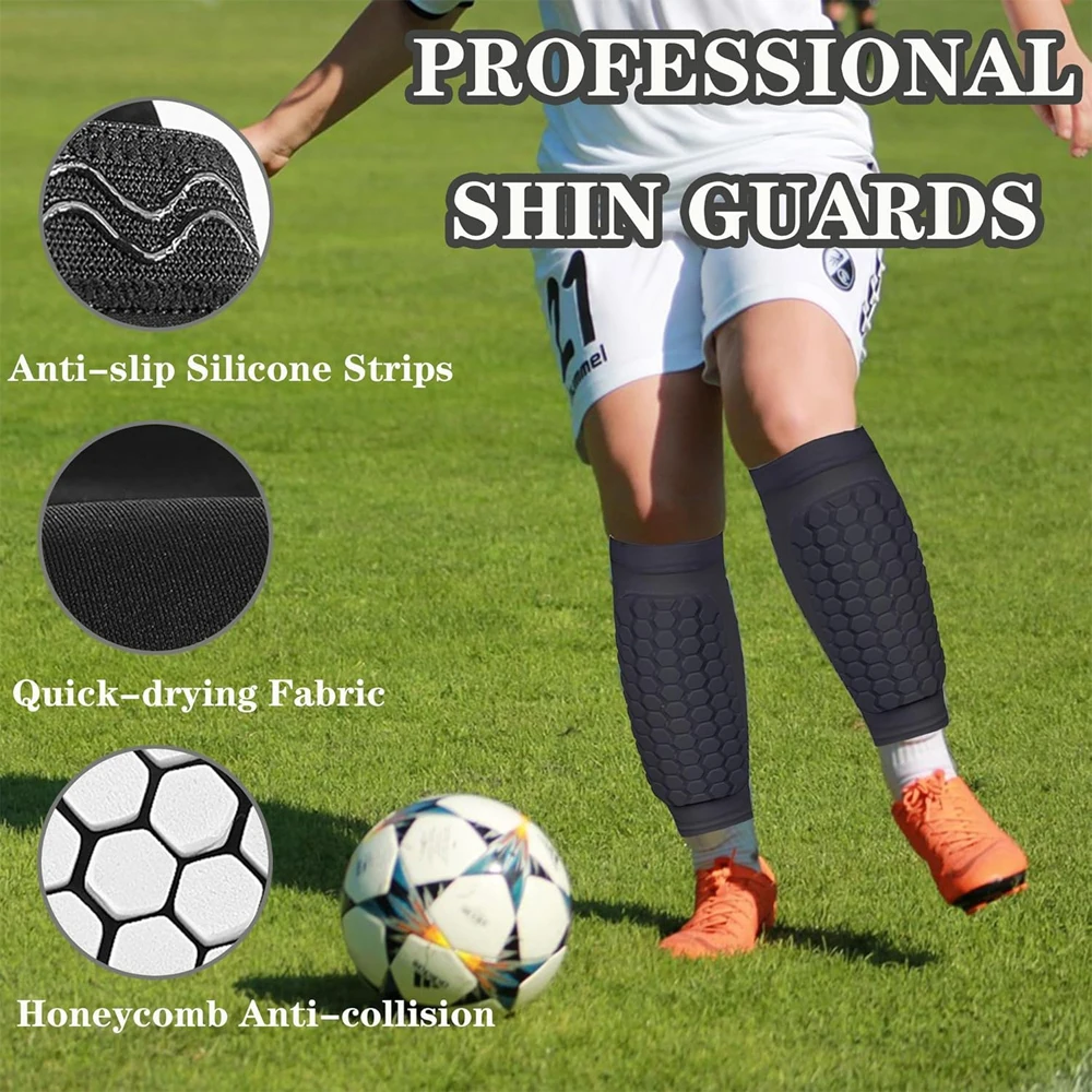 

2PCS Soccer Shin Guards Shins Pads for Kids Youth Adult,Calf Compression Sleeves & Honeycomb Pads,Support for Shin Splint Sports