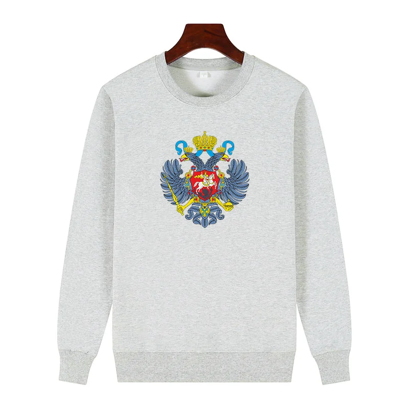 

Classic Round Neck And Velvet Hoodie Russia Moscow Coat Of Arms Flag Symbols Of Rubest Graphic Sweatshirts Men's Clothing