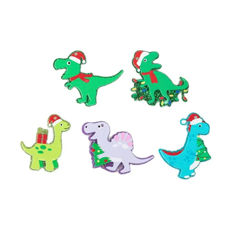 10Pcs Christmas Dinosaur Charms Creative Acrylic Animal Jewelry Findings Earring Pendant Necklace DIY Making Accessories