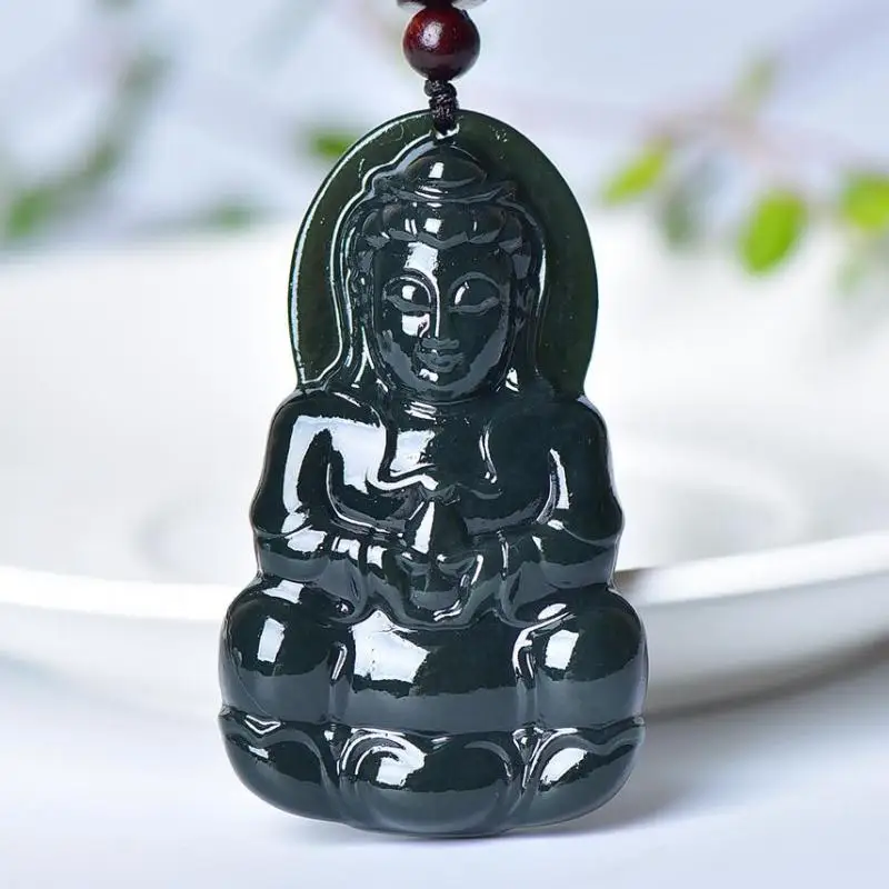 

Natural High Quality Chinese Jade Certified Hetian Jades Nephrite Guanyin Bodhisattva Pendant Necklace Lucky Charms Amulets