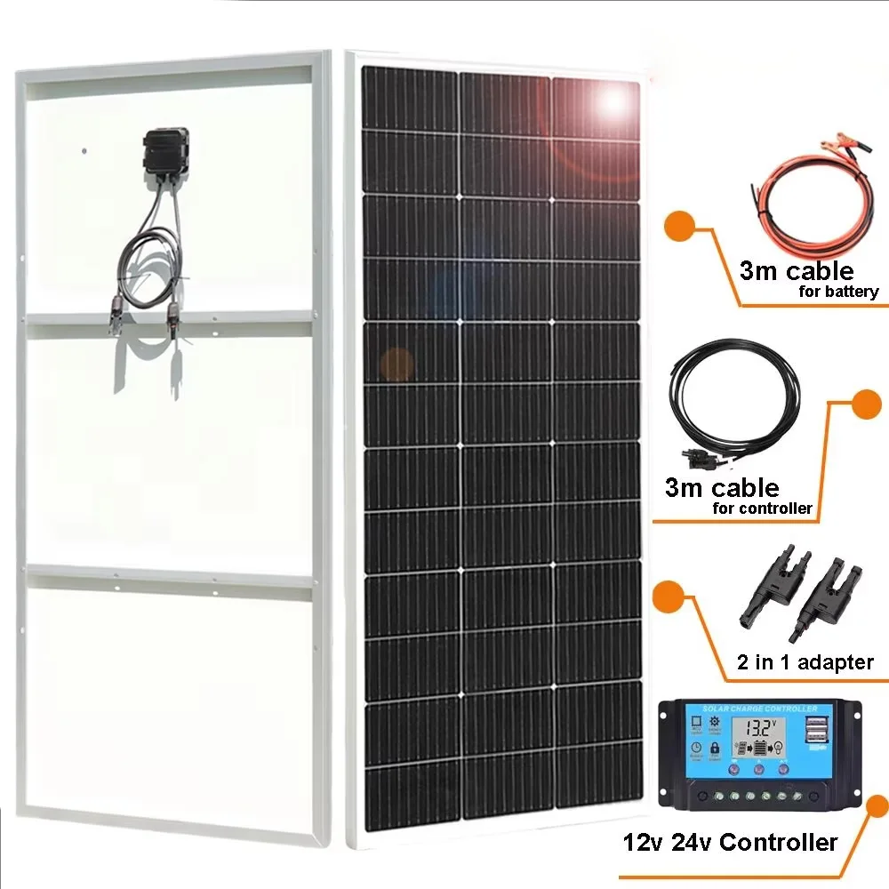 320W 300W 160W 150W Solarpanel mit Aluminiumrahmen, Solaranlagen-Set, Photovoltaik-Panel, 12V 24V Batterieladegerät für Zuhause, Wohnmobil, RV