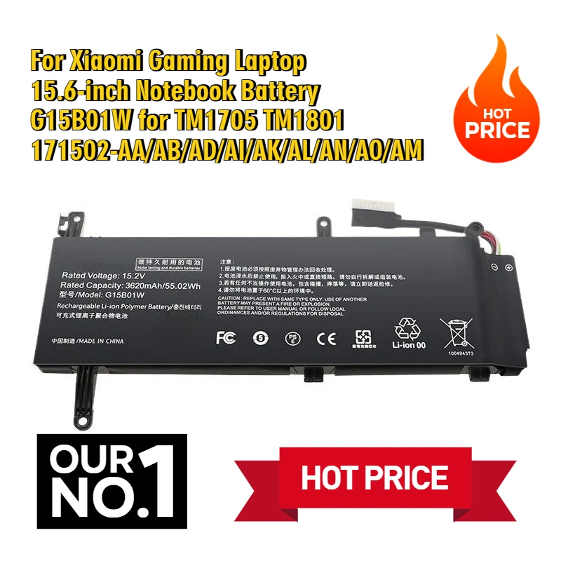 

15,6-дюймовый аккумулятор для игрового ноутбука Xiaomi G15B01W для TM1705 TM1801 171502-AA/AB/AD/AI/AK/AL/AN/AO/AM