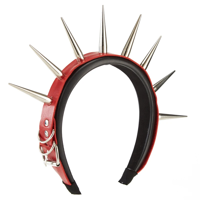 

Steampunk Headband Long Spike Hairband Rivet Leather Hair Band Goth