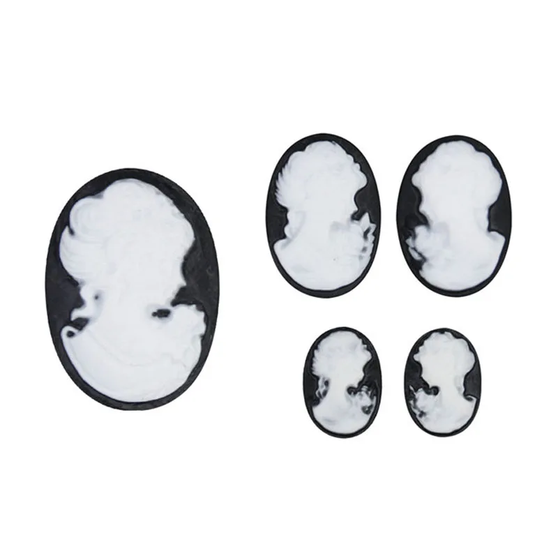 20 pz lotto resina bianca signora regina Cameo testa 10x14mm 13x18mm 18x25mm all\'ingrosso perline fai da te per cammeo orecchini anello collana