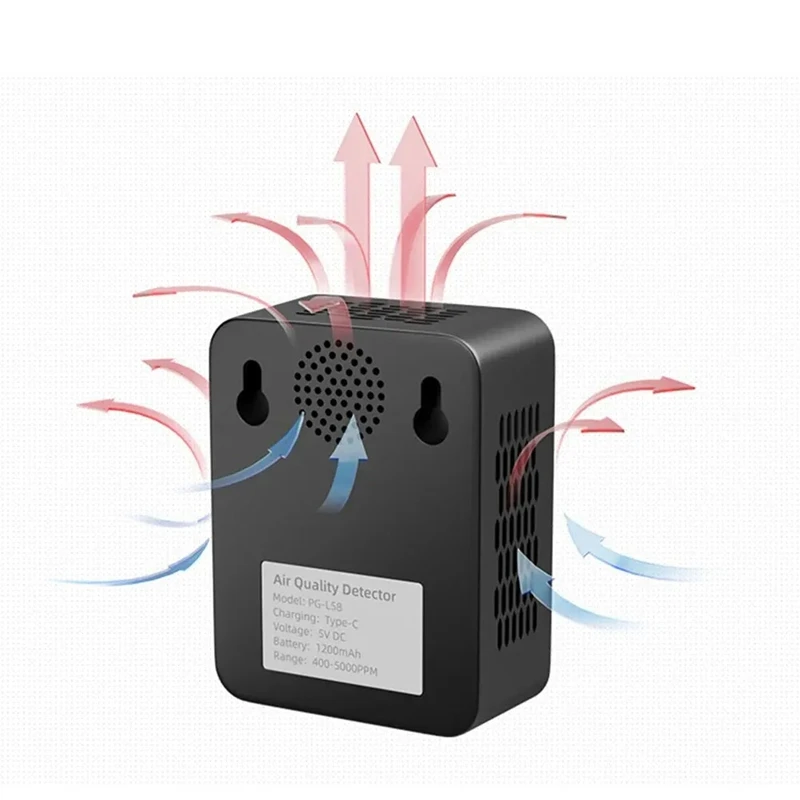 5-In-1 Air Quality Monitor Levels Temperature & Humidity Detector With LCD Display Indoor Air Quality Sensor For Home