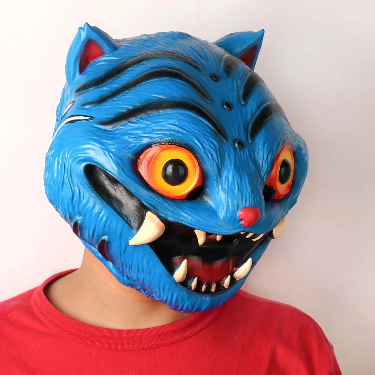 Accesorio de disfraz de Halloween Máscaras de látex Derpy de tigre azul lindo