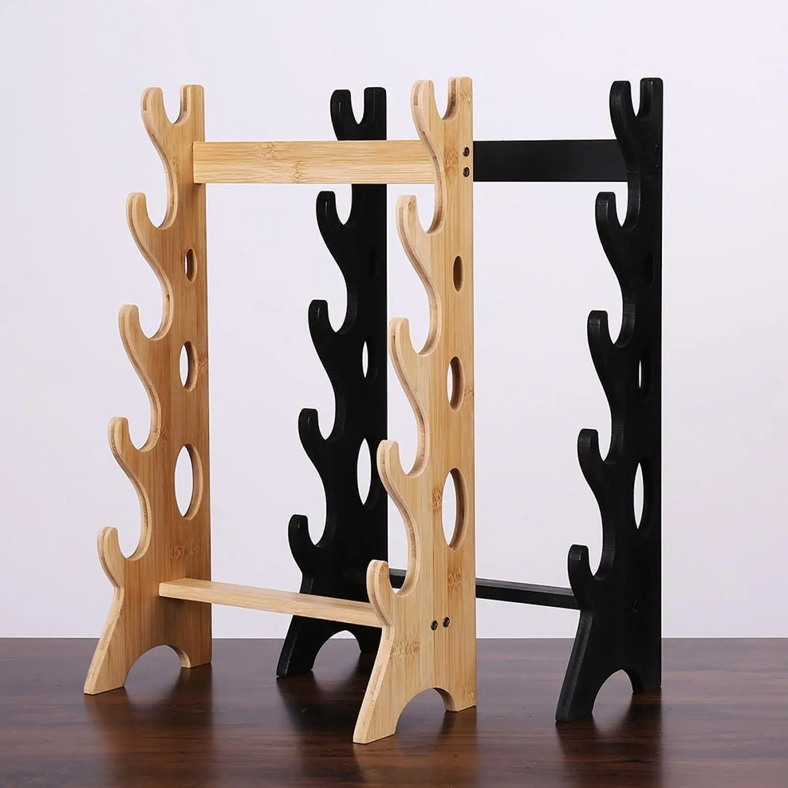 

Sword Display Stand 5 Layer Flute Stand Stable Desktop Wood Sword Wall Hanger Sword Rack for Wakizashi Lightsaber Swords Flutes