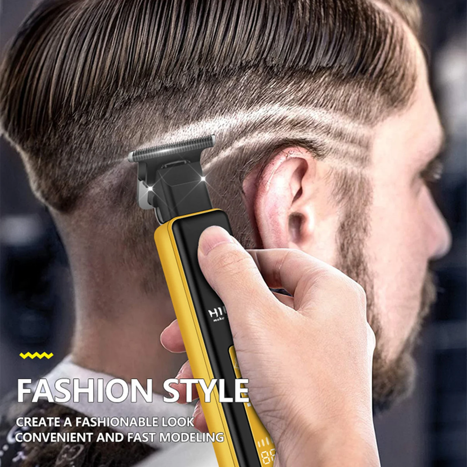 HIENA Беспроводной триммер для волос, электрический светодиодный дисплей, машинка для стрижки волос, зарядка через USB, профессиональный парикмахерский салон, набор триммеров для парикмахерских