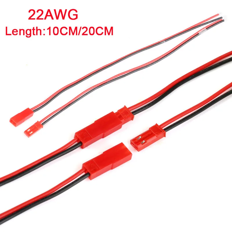 

10Pcs 100mm 200mm 2 Pin JST Plug Connector Male+Female Plug Connector Cable Wire 22AWG for RC Toys Battery LED Lamp
