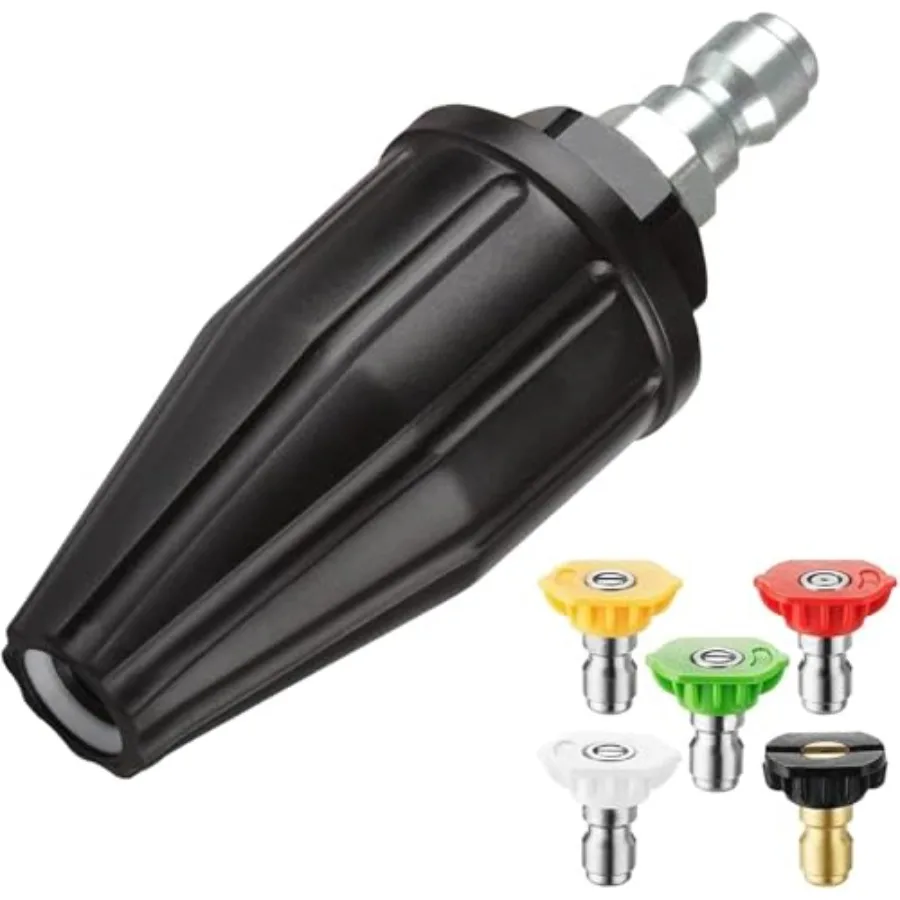 

Prure Washer Turbo Nozzle Tips, 360° Rotating Turbo with 5 Spray Nozzles, 3000 PSI 4.0GPM with 1/4" Quick Connector Compatible