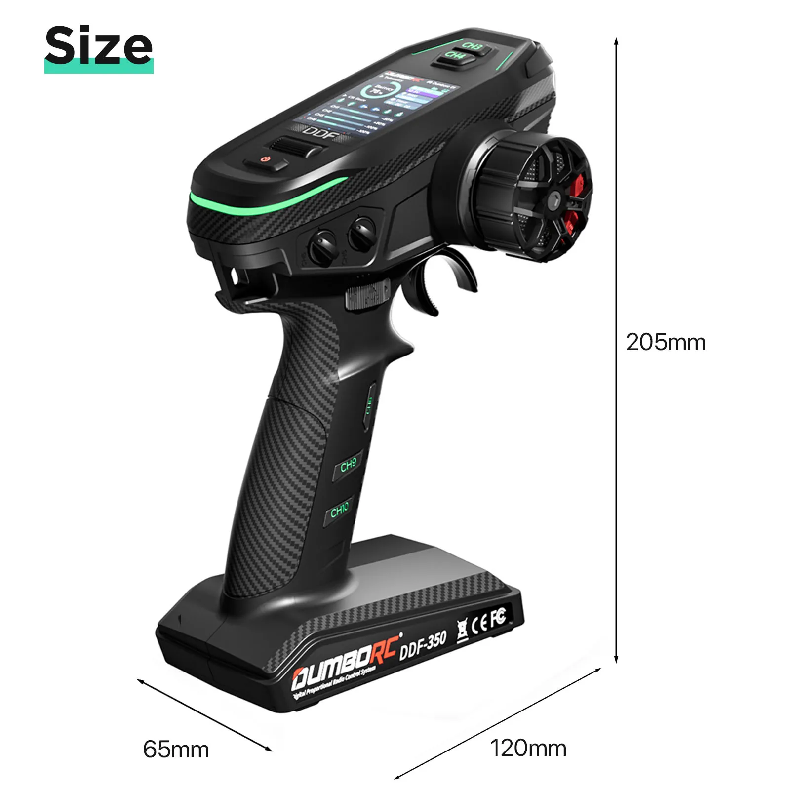 DUMBORC DDF-350 10CH الارسال 2.4G 10 قناة تحكم عن بعد P10F P6DCG الدوران استقبال ل الانجراف سيارة خزان قارب لعبة روبوت