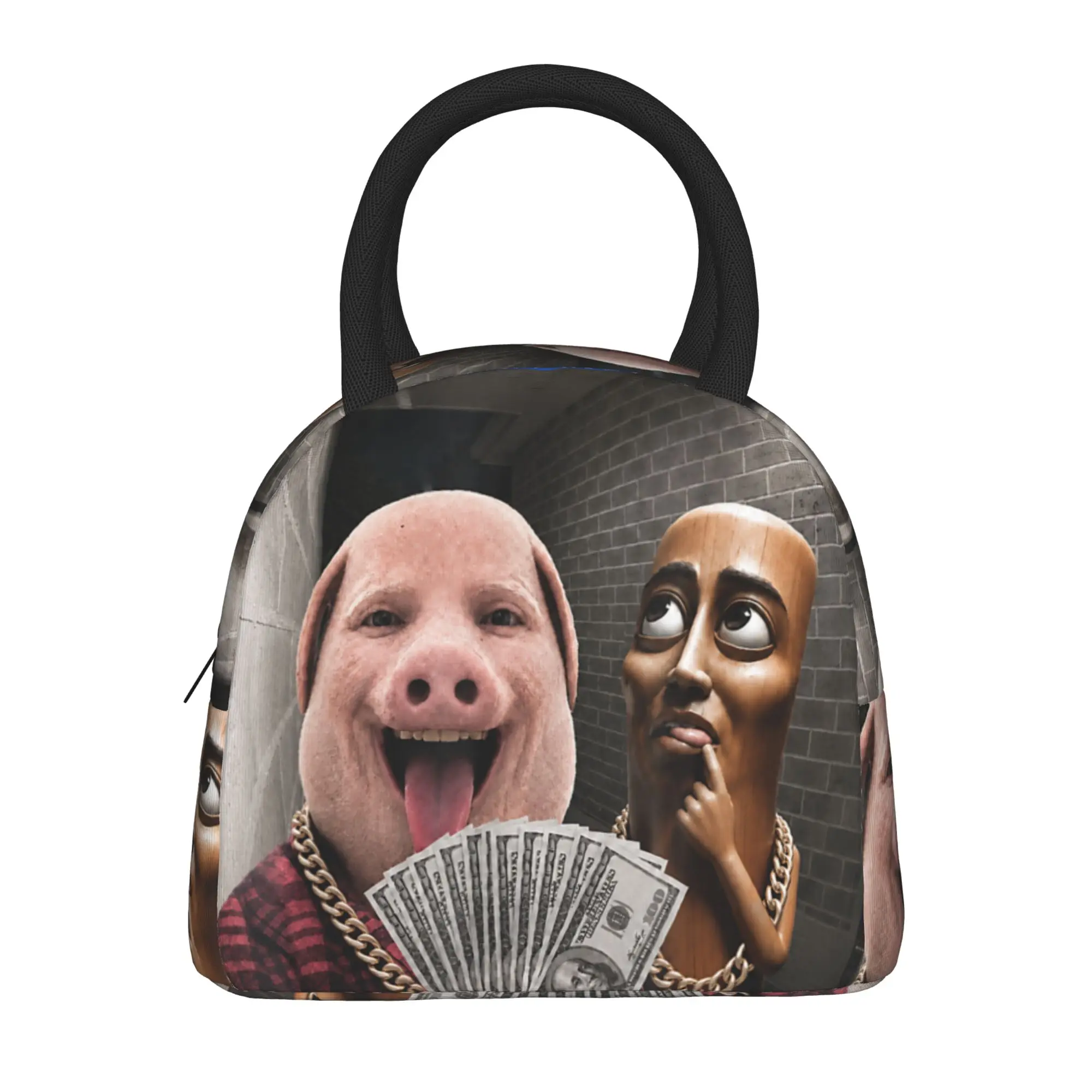 Tung Sahur There is Motion At Your Front Door Brainrot Meme Lunch Bag  Funny Lunch Box For Men Cooler Bag Thermal Tote Handbags