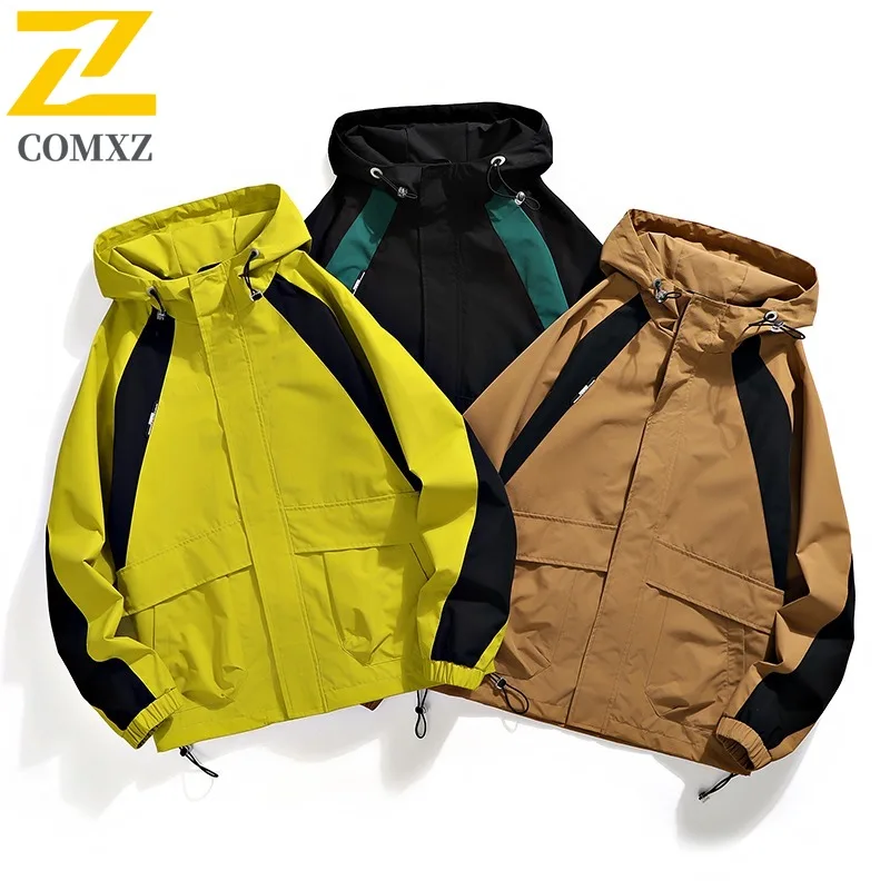 

COMXZ Men Jacket Wear Resistant Windproof Outdoor Sports Camping Hiking Travel Lightweight Chaqueta Hooded Loose Rider Jacket