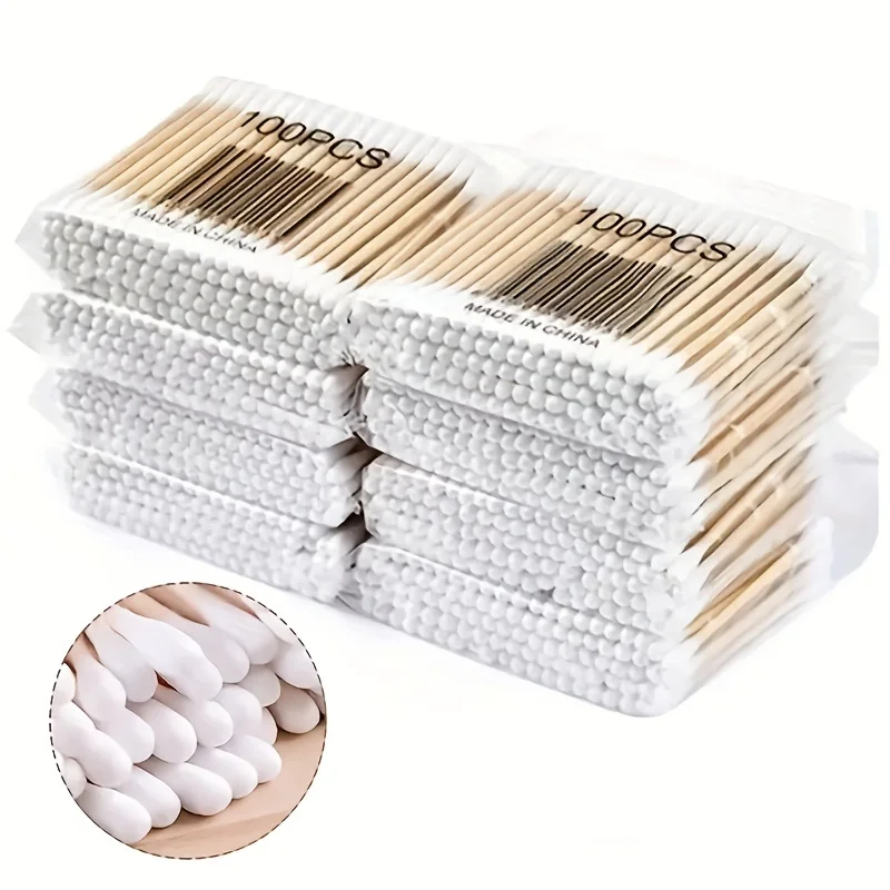 100/300/800PCS 이중 헤드 일회용 면봉 귀 청소 메이크업 제거 및 위생 귀 청소 면봉