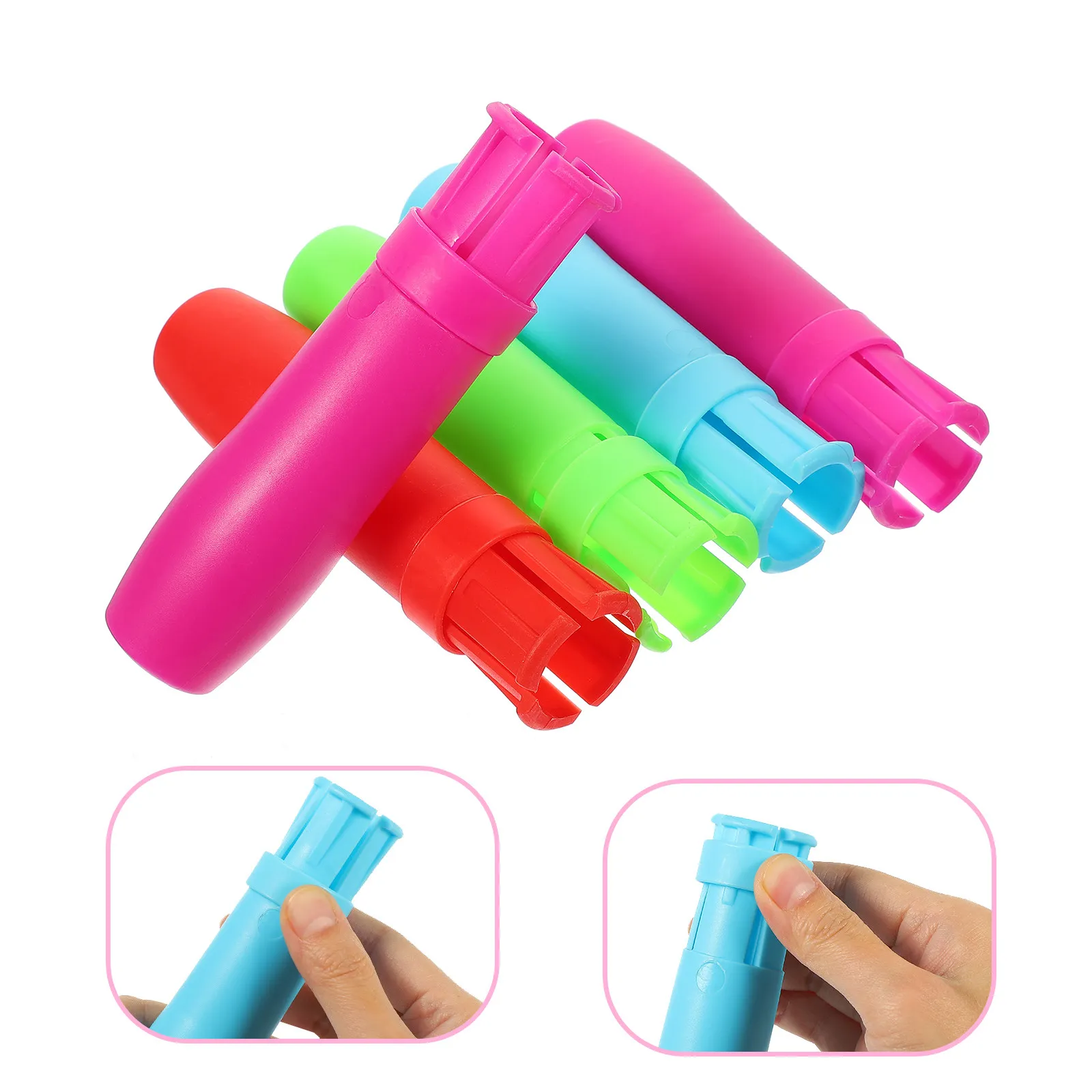 

5Pcs Colorful Chalk Cover Holder Sturdy Plastic Chalk Extension Clip Comfortable Grip Smooth Writing School Supplies Essential