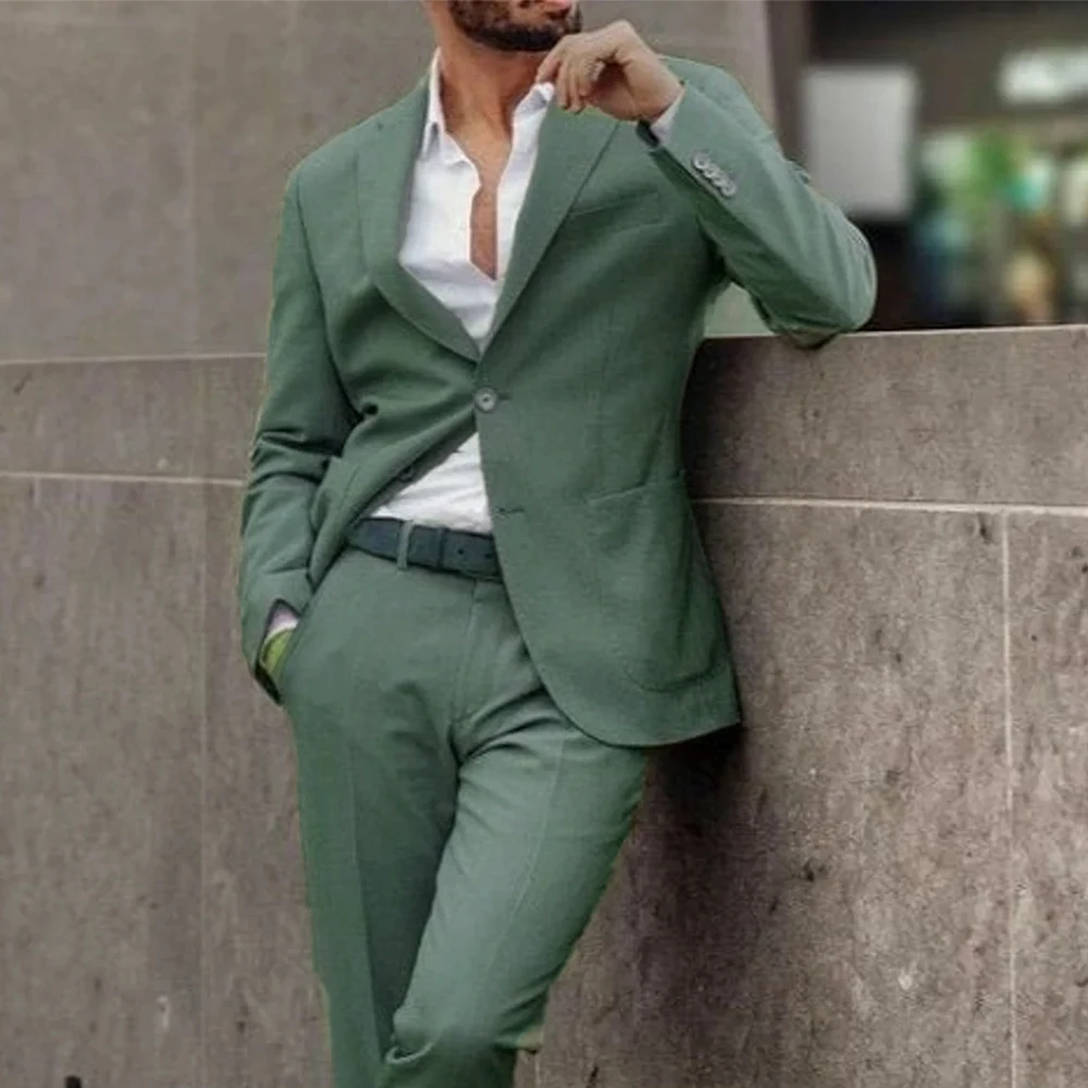 2025 Trendy Light Green Patch Pocket Casual Business Suits | Custom Tailored Premium Quality Men's Outfit for Weddings & Event