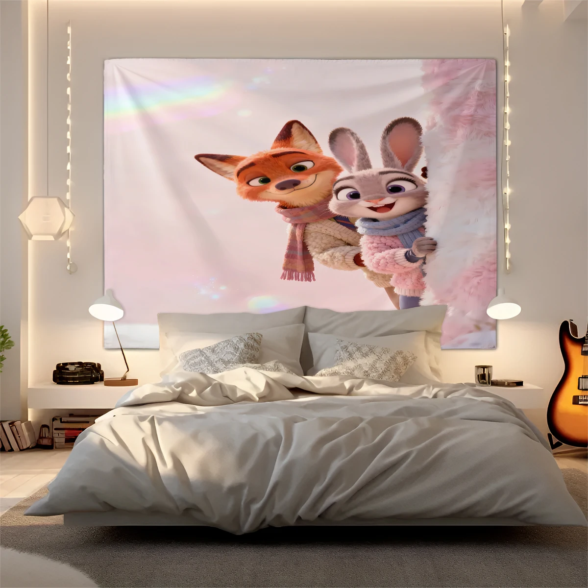 

Уникальный гобелен из фильма «Зоополис» с Ником и Джуди, идеально подходящий для украшения спален, гостиных, коридоров и кофеен в качестве подарка.