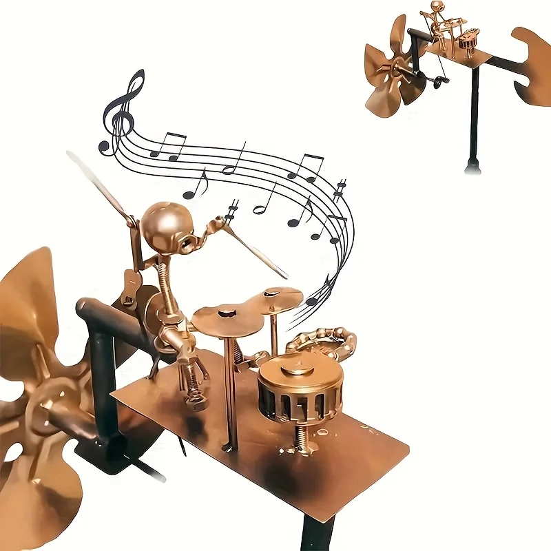 

Металлическая ветряная мельница барабанщика ручной работы — садовый декор с тарелками, без электричества, устойчивая к атмосферным воздействиям