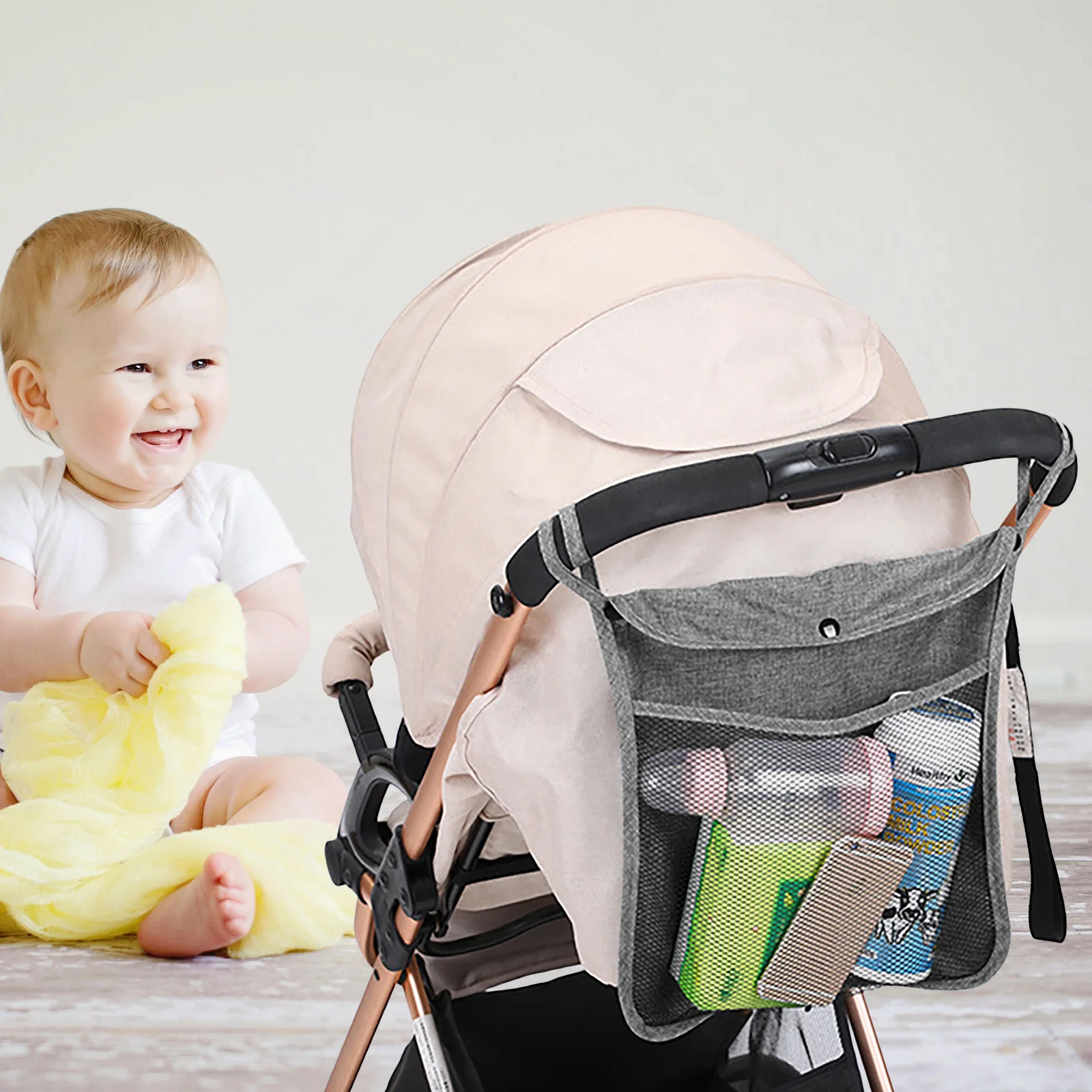 

Подвесная сетчатая сумка-органайзер для детской коляски, универсальный органайзер для подгузников, полотенец, закусок, дорожные аксессуары для колясок, детская дорожная сумка на тележке