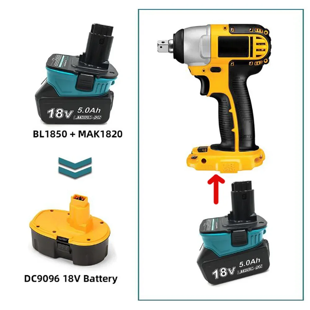 Adapter MAK1820 Converter Connector Use For Makita 18V Li-ion Battery BL1830 on For Dewalt DC9096 Ni-cd Ni-mh Battery Tools