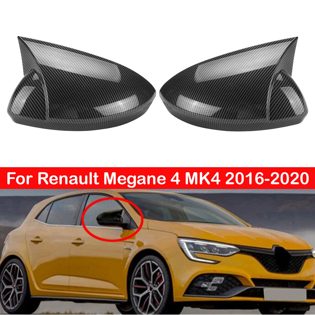 Dla Renault Megane 4 MK4 2016-2020 Samochodowe lusterko wsteczne boczne Naklejka na skrzydło Naklejka na drzwi zewnętrzne Wykończenie z włókna