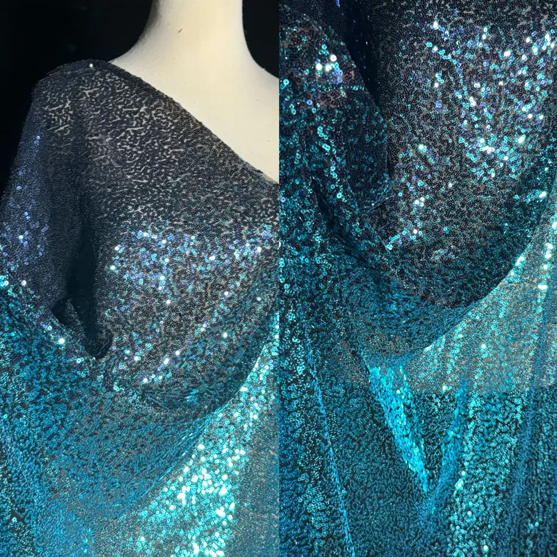 

1 ярд, сине-зеленый двусторонний градиент, блестящие ткани для одежды, свадебного платья, тематической ткани для фонов