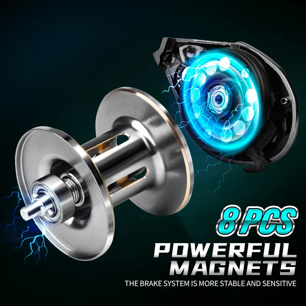 PROBEROS Angelrolle Cast Drum Wheel 8 kg/18lb Drag Bait Casting Reel 7,2:1 5+1BB 176g Baitcasting Reel Angelzubehör – Detail 3