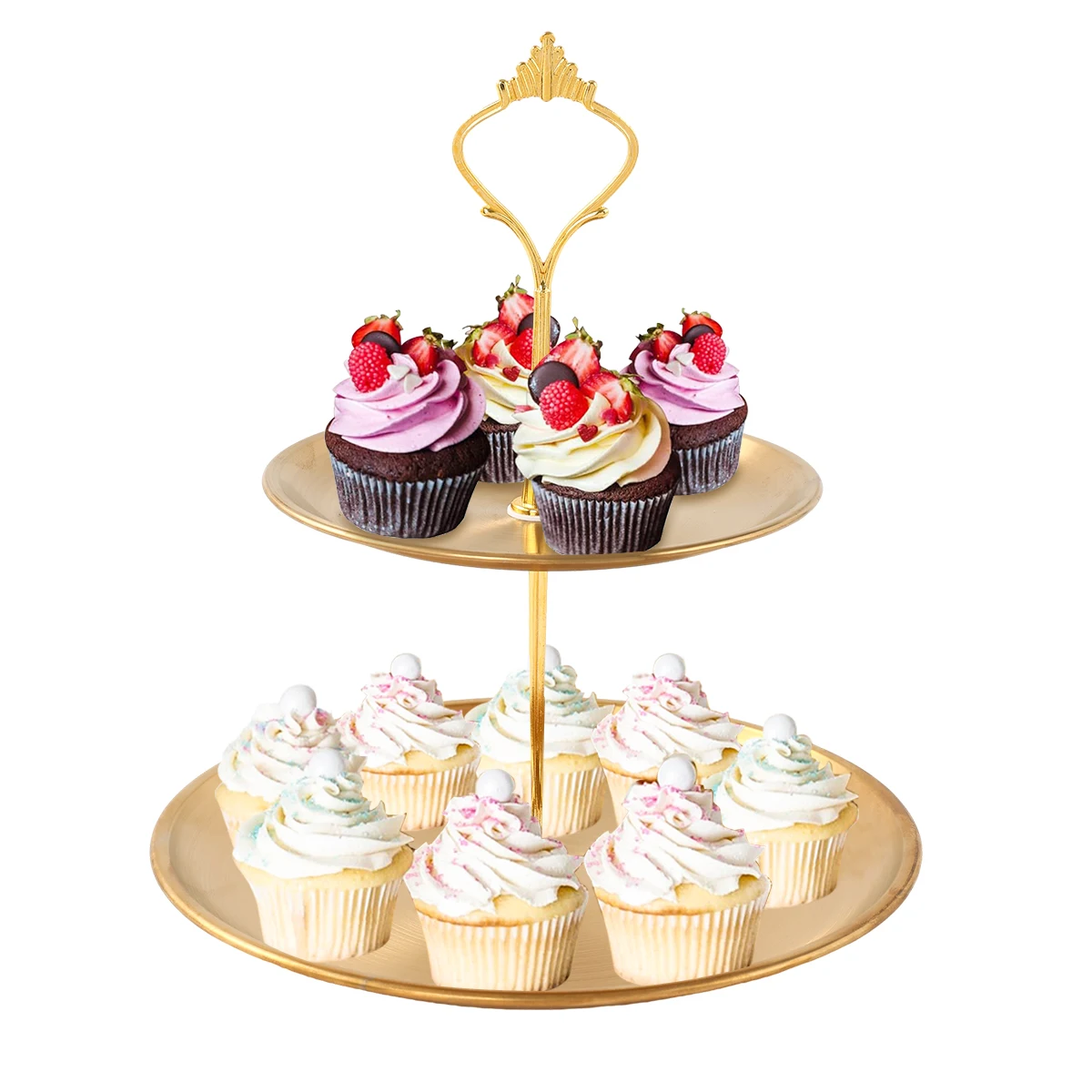 2/3 Tier Biscuit Cake Holder Stainless Steel Rack Cupcake Buffet Snack Plate Dessert Tray Wedding Birthday Party Decor Kids