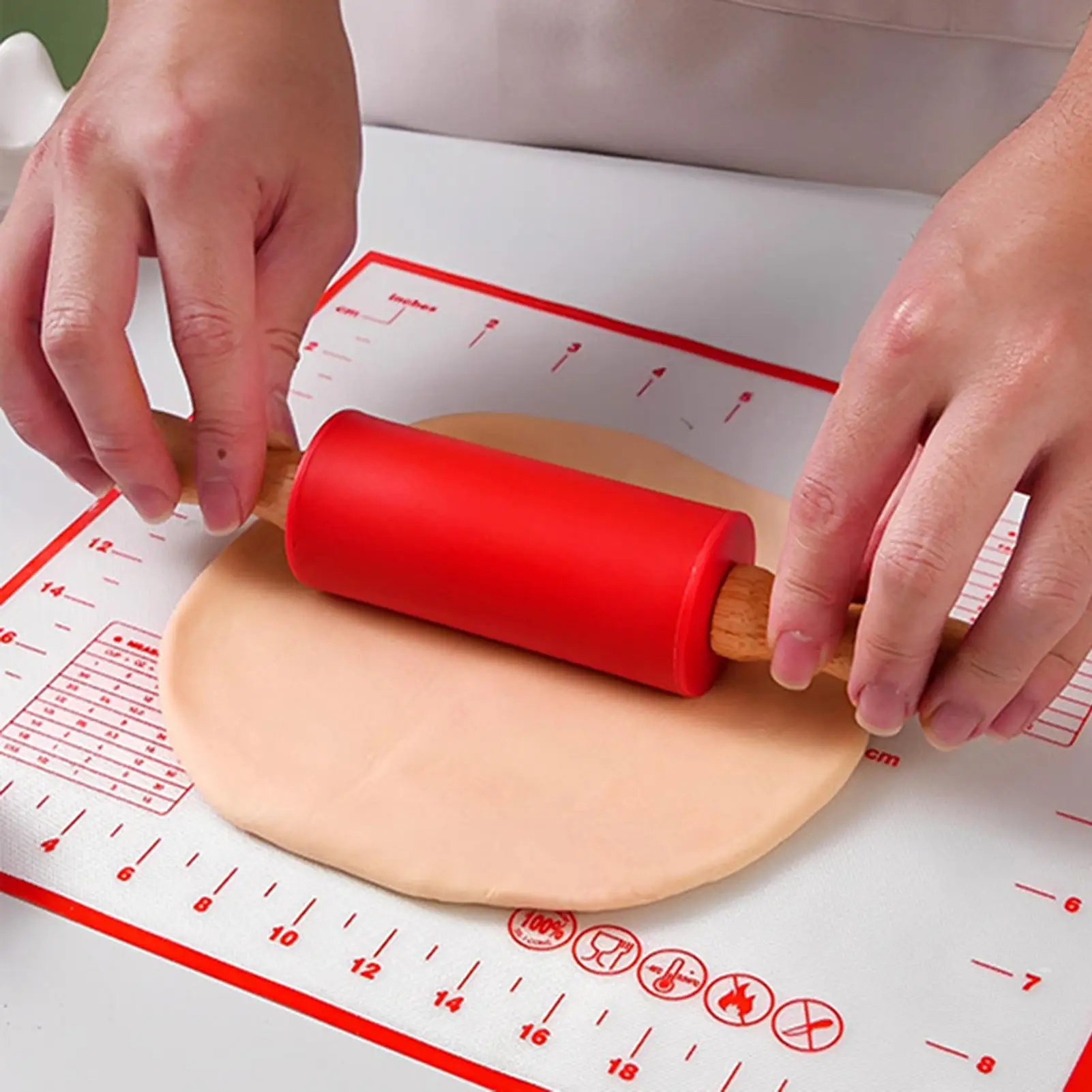 

Rolling Pin With Mat Easter Non Stick Pastry Roller Bunny Egg Design Rolling Pins For Baking For Cookie Kitchen Pie Bread Pizza