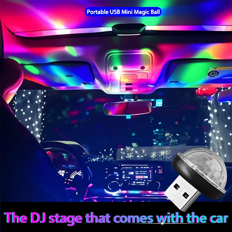 

Автомобильный USB DJ RGB Мини Красочный Музыкальный Звук LED USB-C IOS Праздничная Вечеринка Караоке Атмосфера Лампа Добро пожаловать 5V Шаровой Лазерный Свет