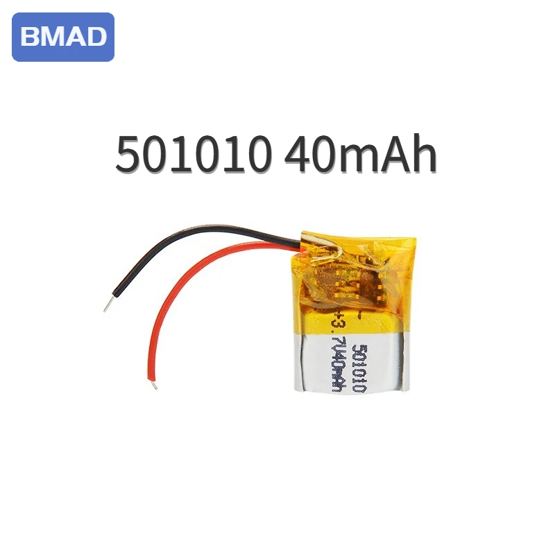 501010 3.7v 40mah High-energy Density Polymer Lithium Battery Suitable for Bluetooth Earphone Portable Listening Recording Pens