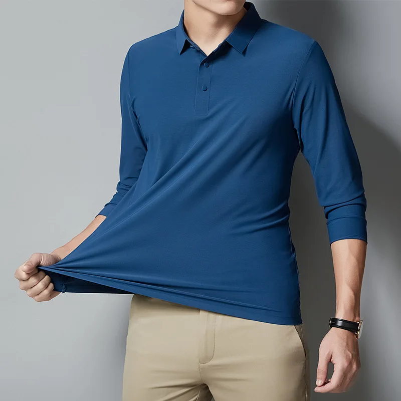 

Spring Autumn New Style Men's Shirt Long Sleeve Luxury Business High End Collared Base Layer Top Polyester Fiber
