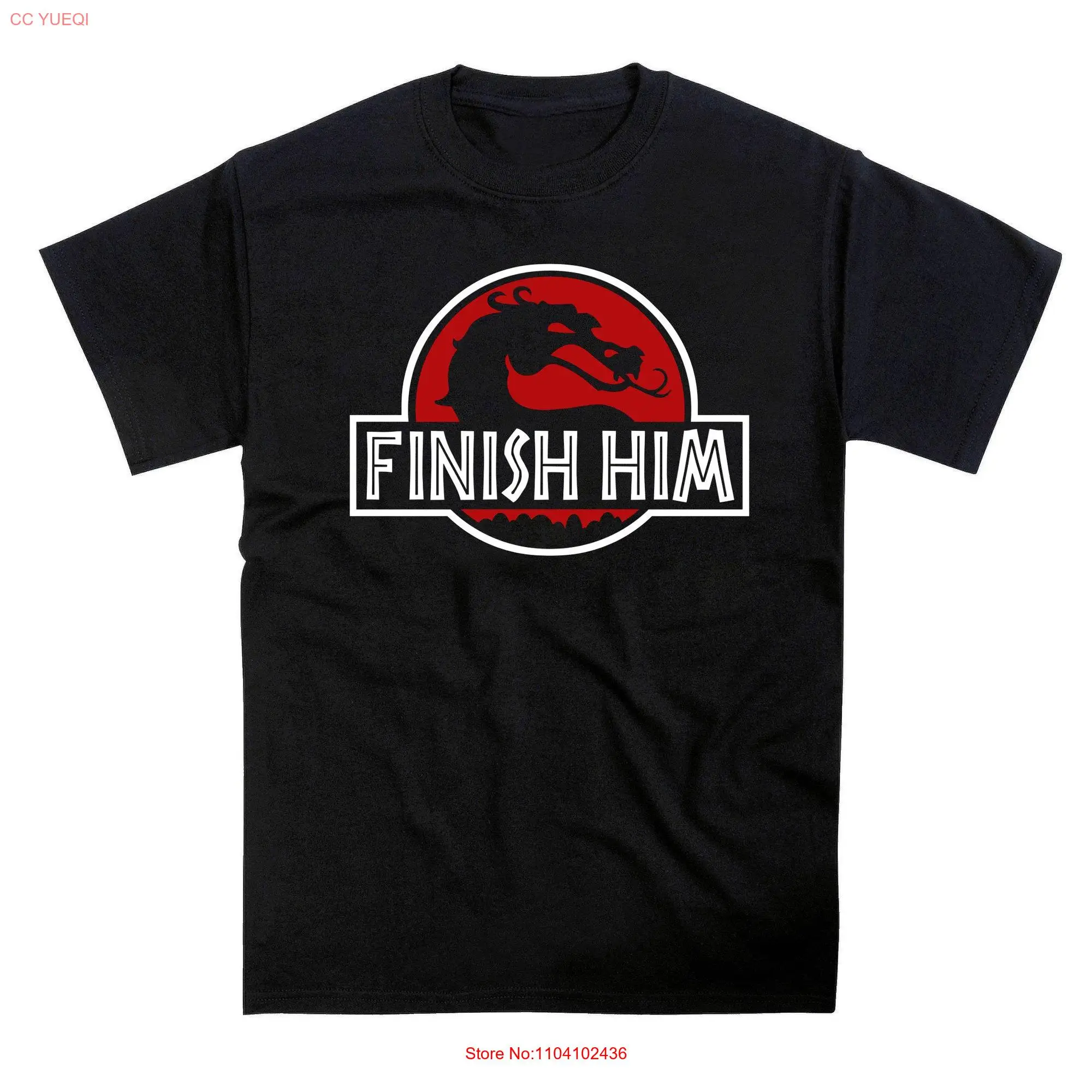 Finish Him Jurassic Kombat Parody T Shirt long or short sleeves